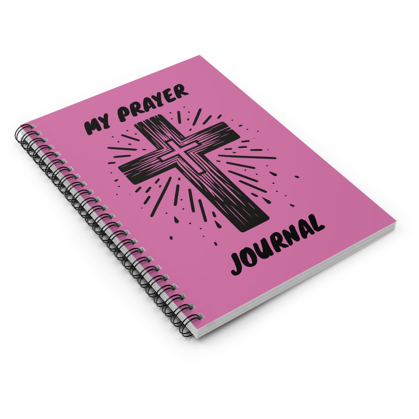 Pink Spiral Prayer Journal - Ruled Line Notebook, Christian Devotional Diary, Inspirational Lined Notepad, Religious Study Planner, Bible