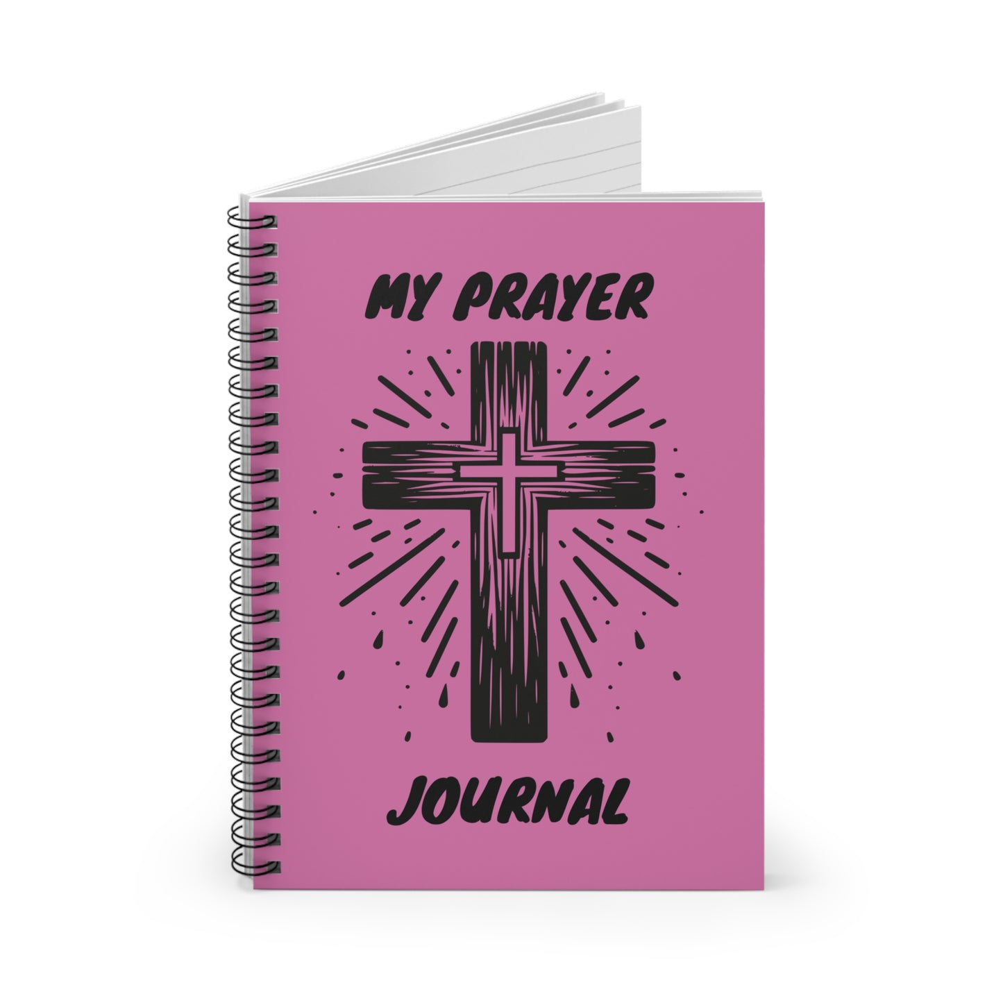 Pink Spiral Prayer Journal - Ruled Line Notebook, Christian Devotional Diary, Inspirational Lined Notepad, Religious Study Planner, Bible