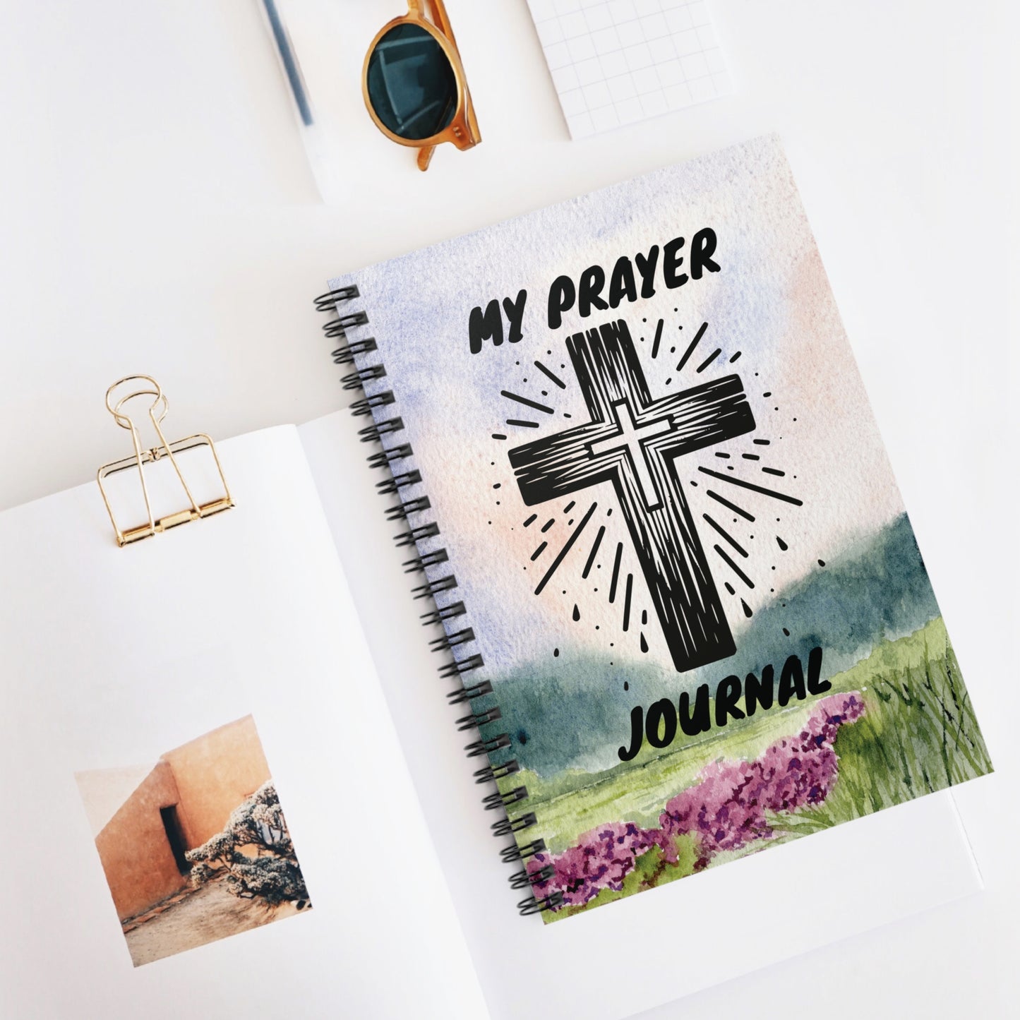 Prayer Journal Notebook, Spiral Bound Notebook, Ruled Line Journal, Religious Gift, Inspirational Diary, Writing Journal
