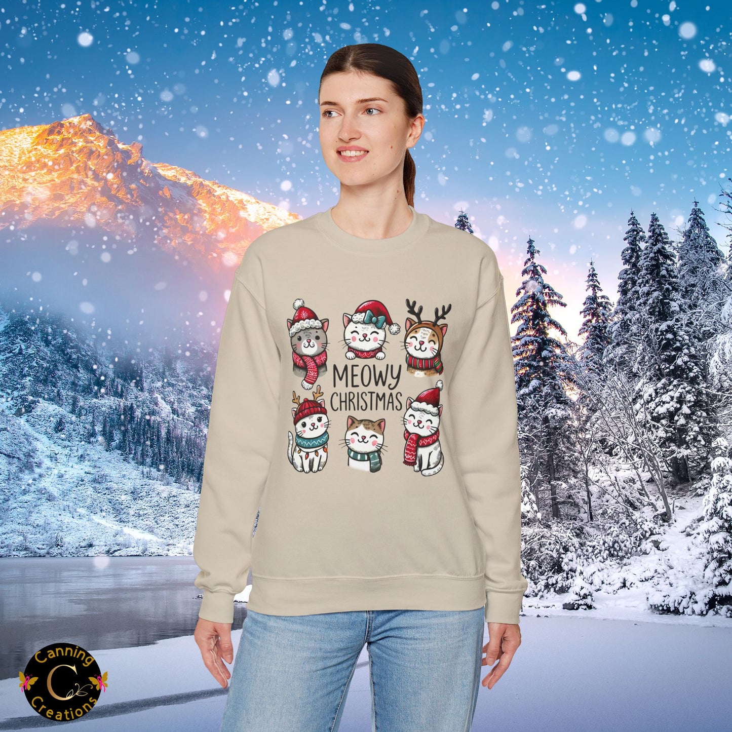 Meowy Christmas Sweatshirt, Cat Lover Gift, Holiday Jumper, Funny Xmas Sweater, Christmas Cat Shirt, Festive Pullover