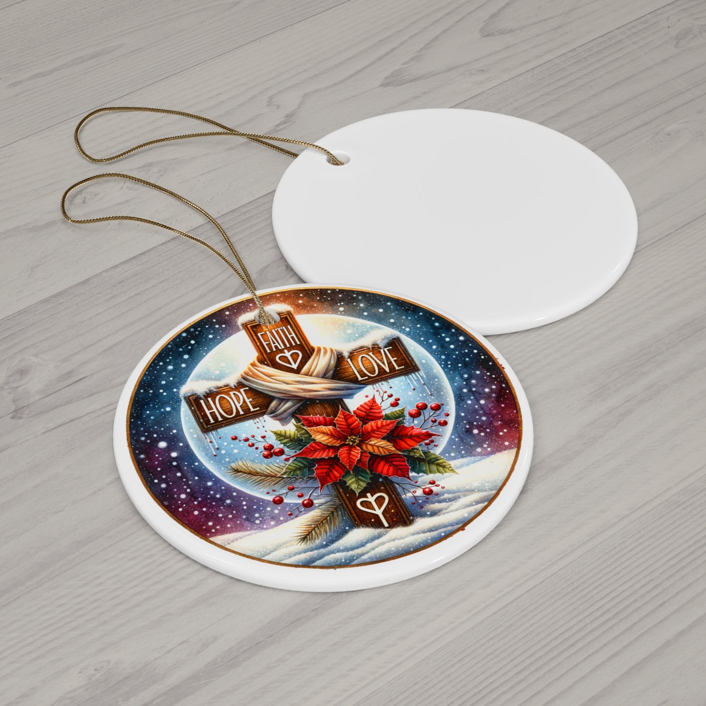 Ornament Set - Faith, Hope & Love Ceramic