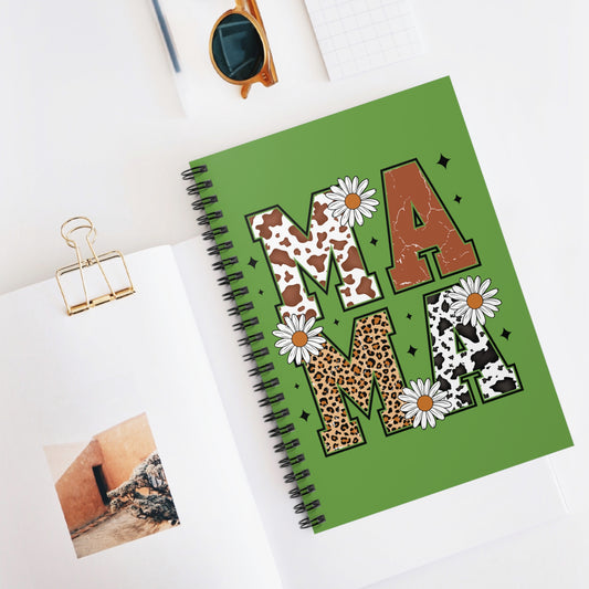 Green MaMa Spiral Notebook - Ruled Line, Mother's Day Gift, Mom Journal, Writing Notebook, Gift for Her, Personalized Notepad