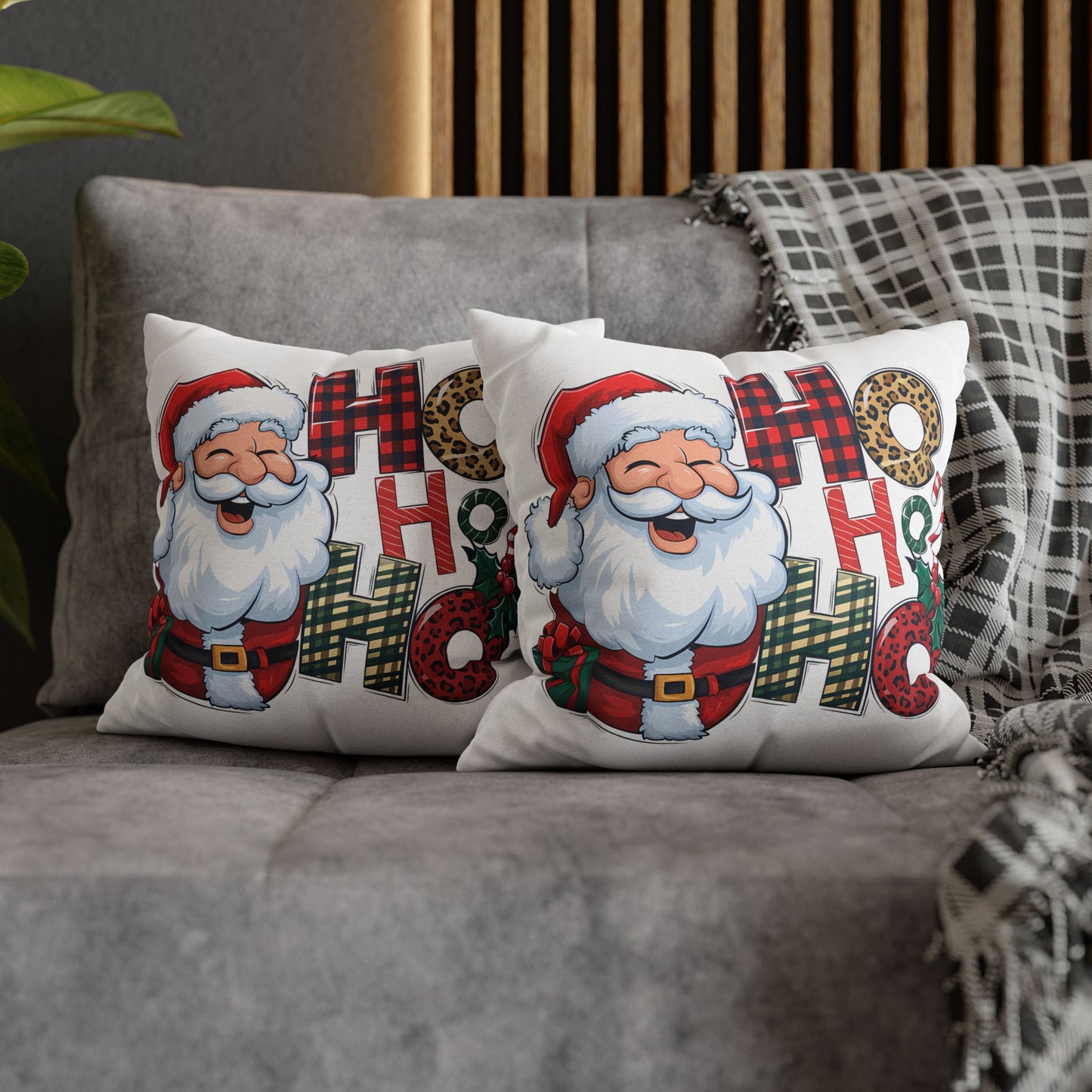 Christmas Ho Ho Ho Santa: Spun Polyester Square Pillowcase