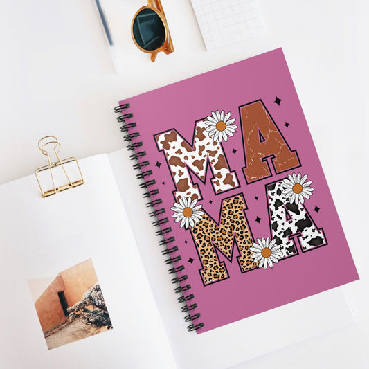 Pink MAMA Spiral Notebook - Ruled LinePrayer Journal Notebook, Christian, Faith Bible Study Diary, Scripture Writing, Religious Gift, Inspirational