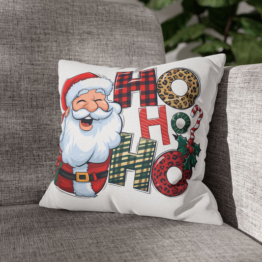 Christmas Ho Ho Ho Santa: Spun Polyester Square Pillowcase