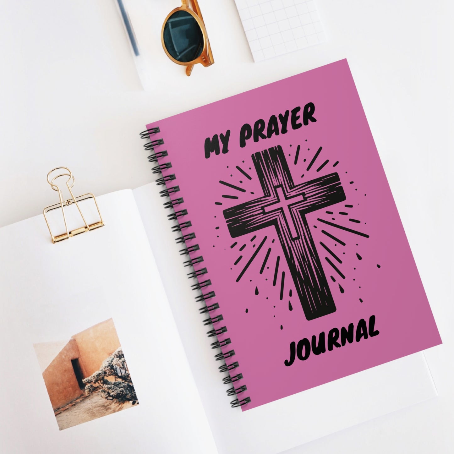 Pink Spiral Prayer Journal - Ruled Line Notebook, Christian Devotional Diary, Inspirational Lined Notepad, Religious Study Planner, Bible