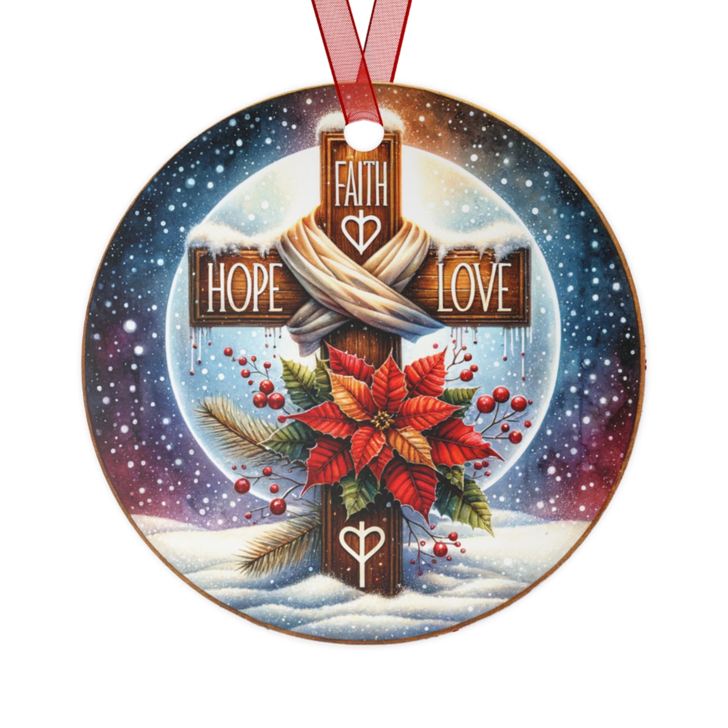 Metal Ornaments - Faith Hope Love