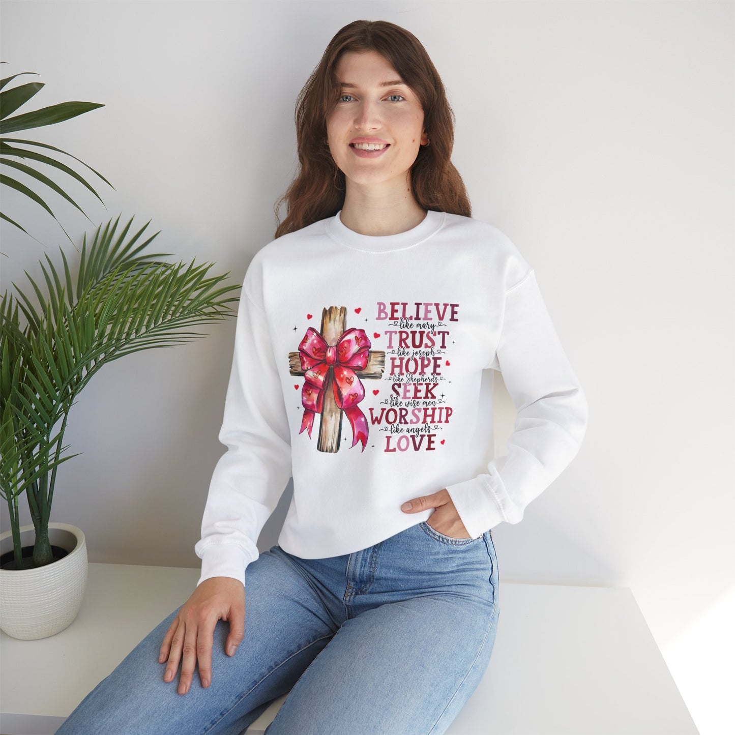 Believe, Trust Hope, Seek,  Worship, Love, Unisex Heavy Blend™ Crewneck Sweatshirt